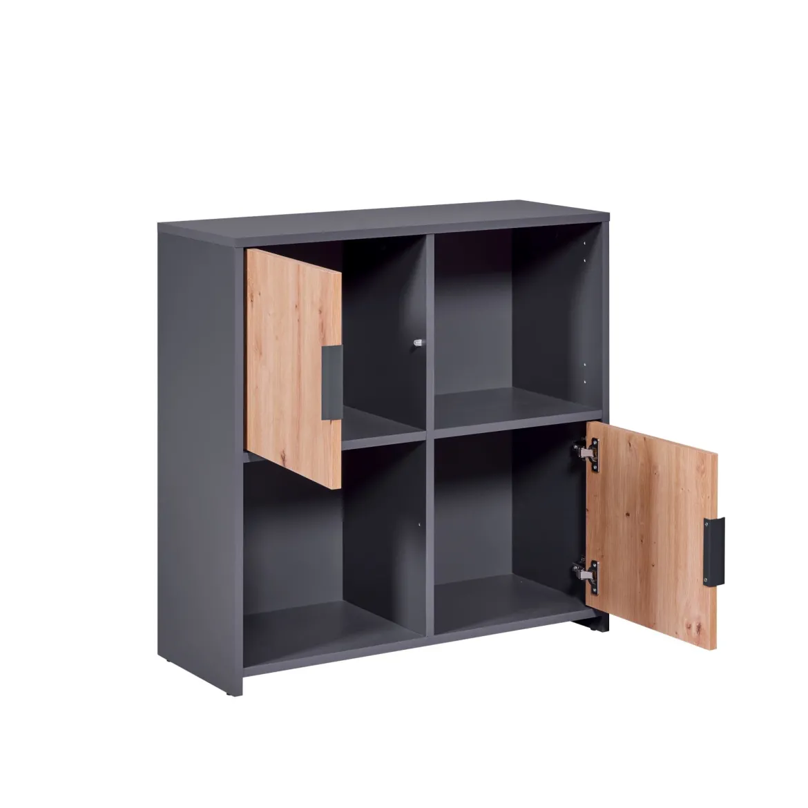 Etagère 4 cases en bois avec 2 portes battantes - ET12115
