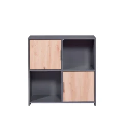 Etagère 4 cases en bois avec 2 portes battantes - ET12115