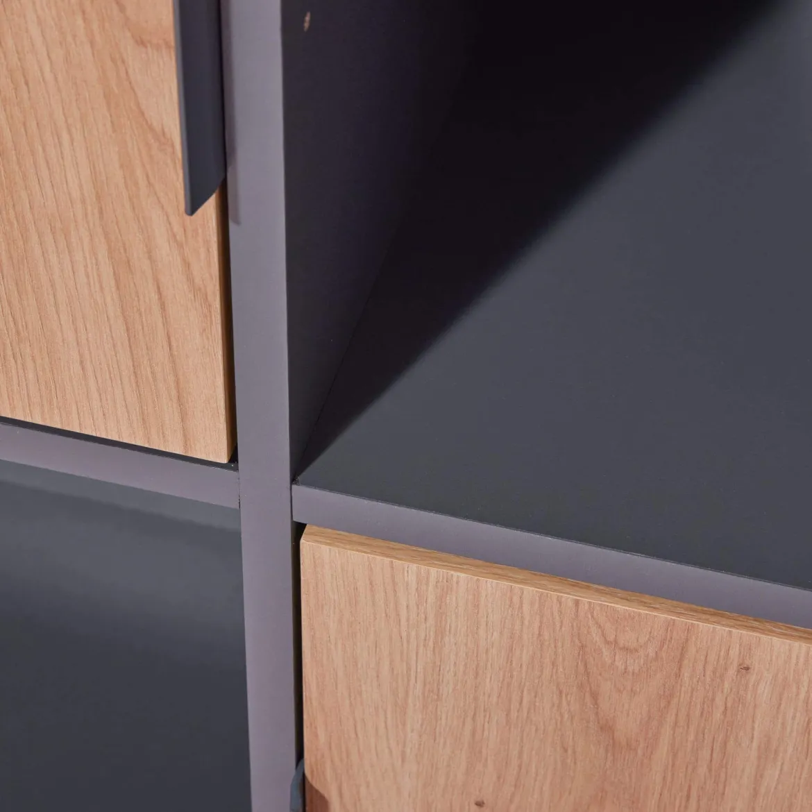 Etagère 4 cases en bois avec 2 portes battantes - ET12115
