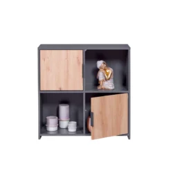 Etagère 4 cases en bois avec 2 portes battantes - ET12115