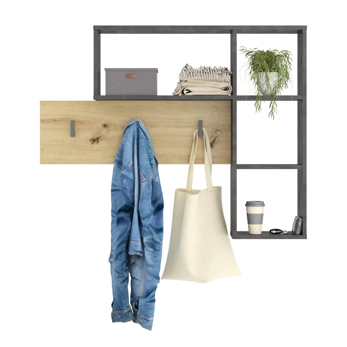 Etagère murale + porte manteaux - ET13052