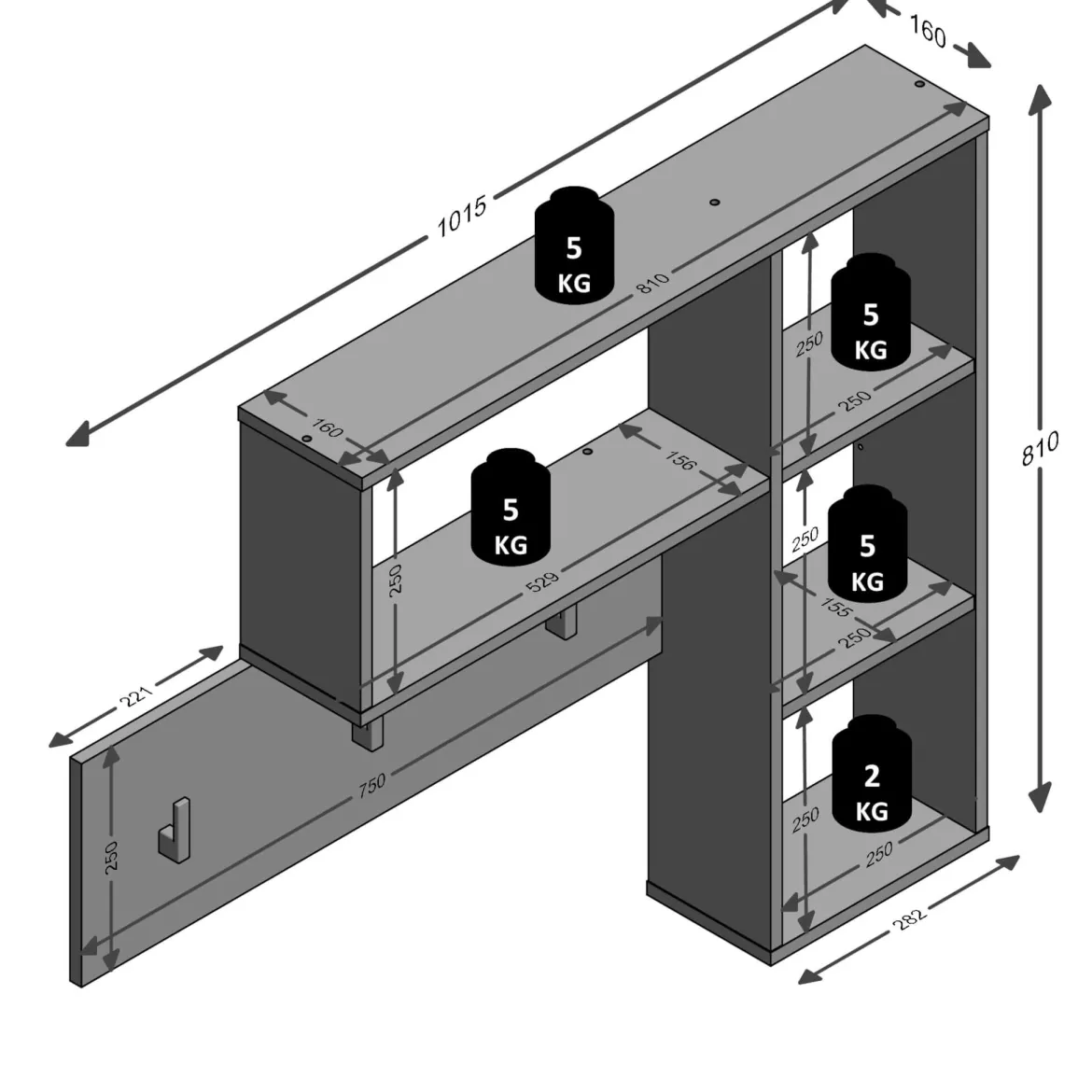 Etagère murale + porte manteaux - ET13052
