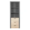 Etagère 3 niches en bois anthracite avec 3 tiroirs chêne artisan - ET12117