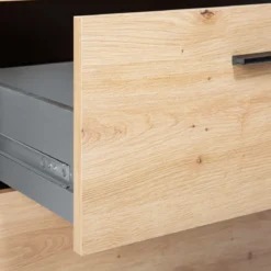 Etagère 3 niches en bois anthracite avec 3 tiroirs chêne artisan - ET12117