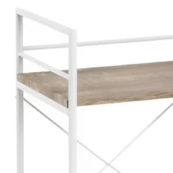 Etagère 2 plateaux en bois imitation chêne clair et blanc laqué - ET15006