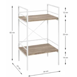 Etagère 2 plateaux en bois imitation chêne clair et blanc laqué - ET15006