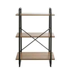 Etagère 3 plateaux en bois imitation chêne et noir laqué - ET15052