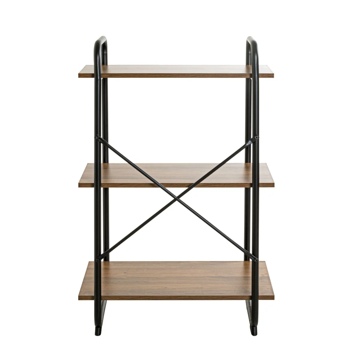Etagère 3 plateaux en bois imitation chêne et noir laqué - ET15052