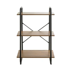 Etagère 3 plateaux en bois imitation chêne et noir laqué - ET15052