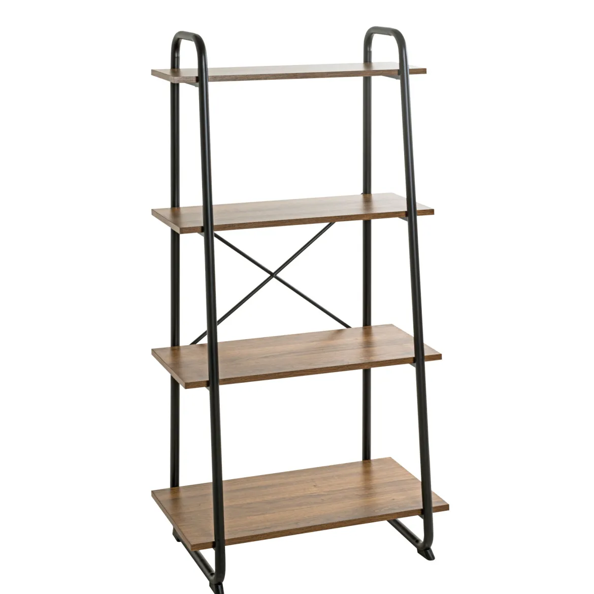 Etagère 4 plateaux en bois imitation chêne et noir laqué - ET15053
