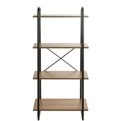 Etagère 4 plateaux en bois imitation chêne et noir laqué - ET15053