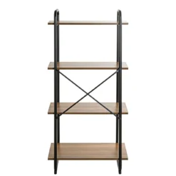 Etagère 4 plateaux en bois imitation chêne et noir laqué - ET15053