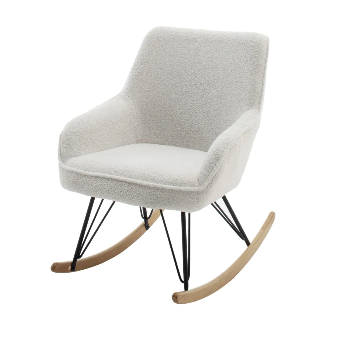 Fauteuil bouclette rocking chair avec pieds en hêtre - FA16024