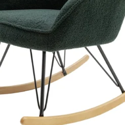 Fauteuil bouclette rocking chair avec pieds en hêtre - FA16024