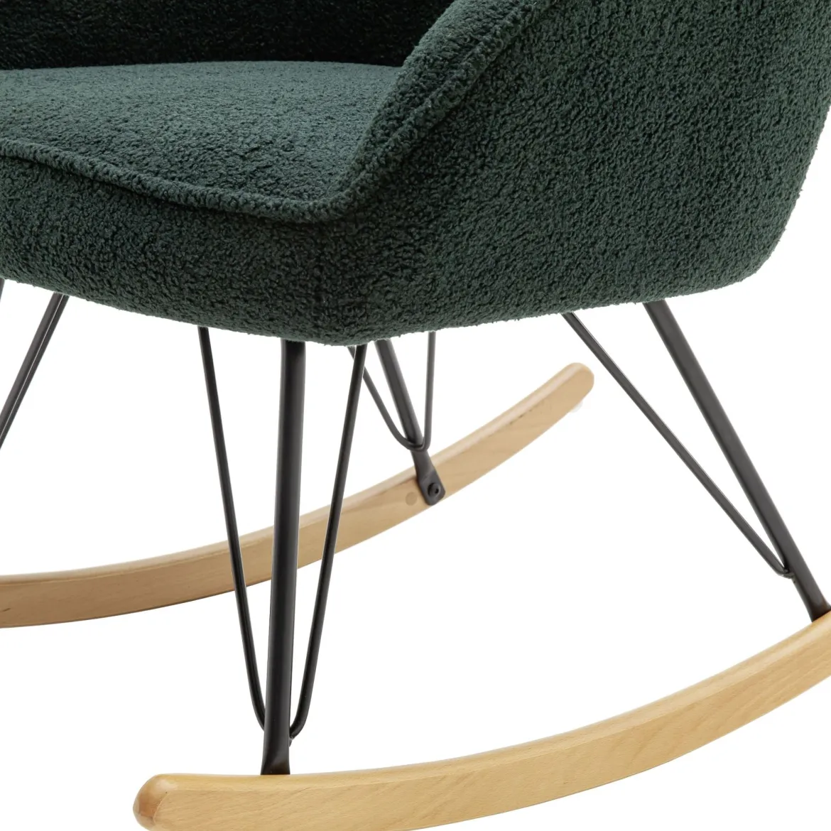 Fauteuil bouclette rocking chair avec pieds en hêtre - FA16024