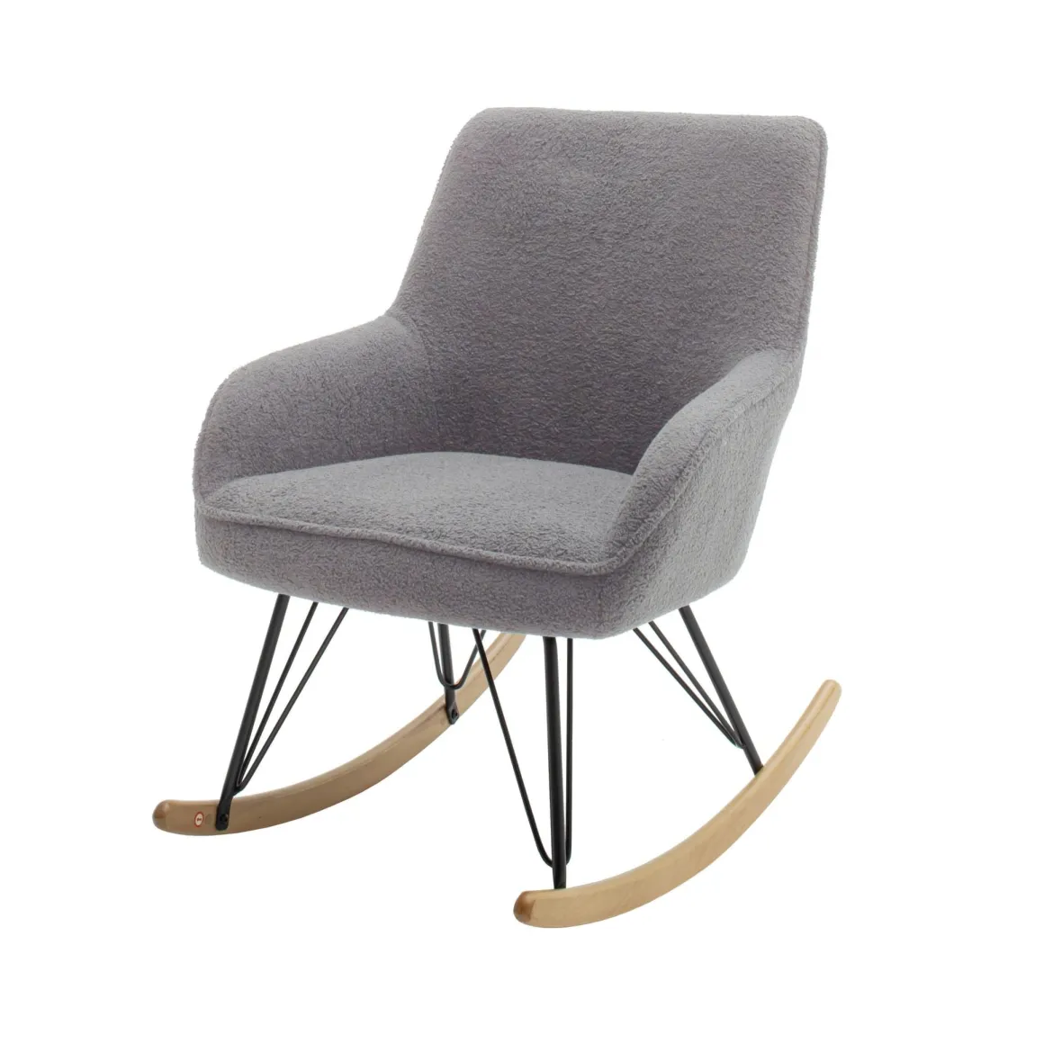 Fauteuil bouclette rocking chair avec pieds en hêtre - FA16024