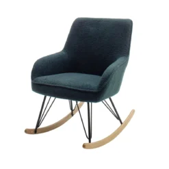 Fauteuil bouclette rocking chair avec pieds en hêtre - FA16024