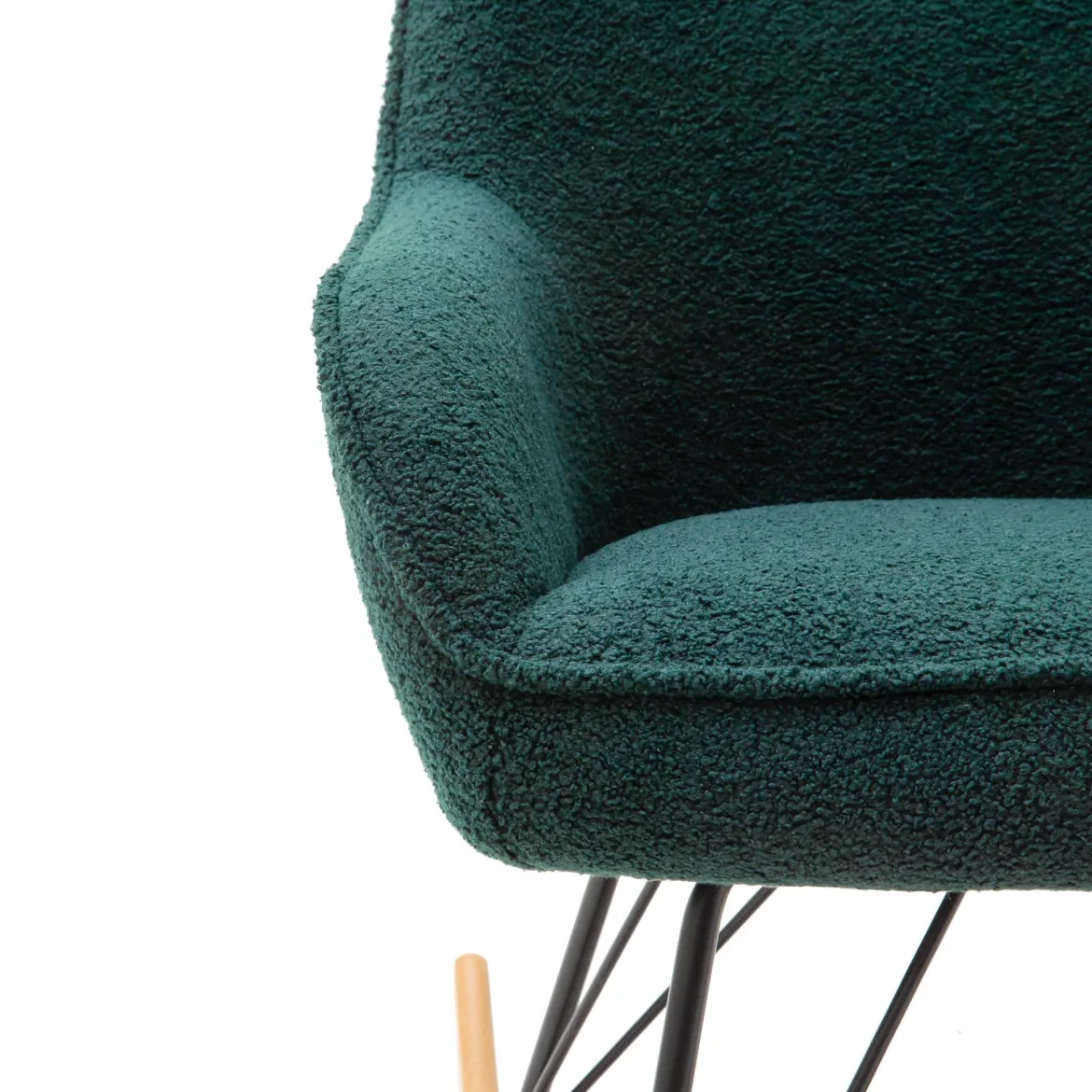 Fauteuil bouclette rocking chair avec pieds en hêtre - FA16024