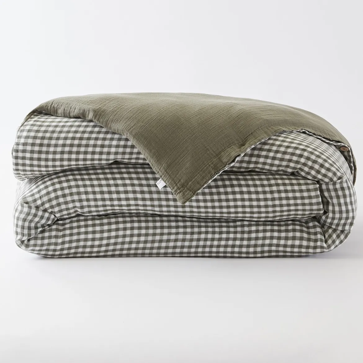 Housse de couette gaze de coton carreaux Terre de Nuit Vichy