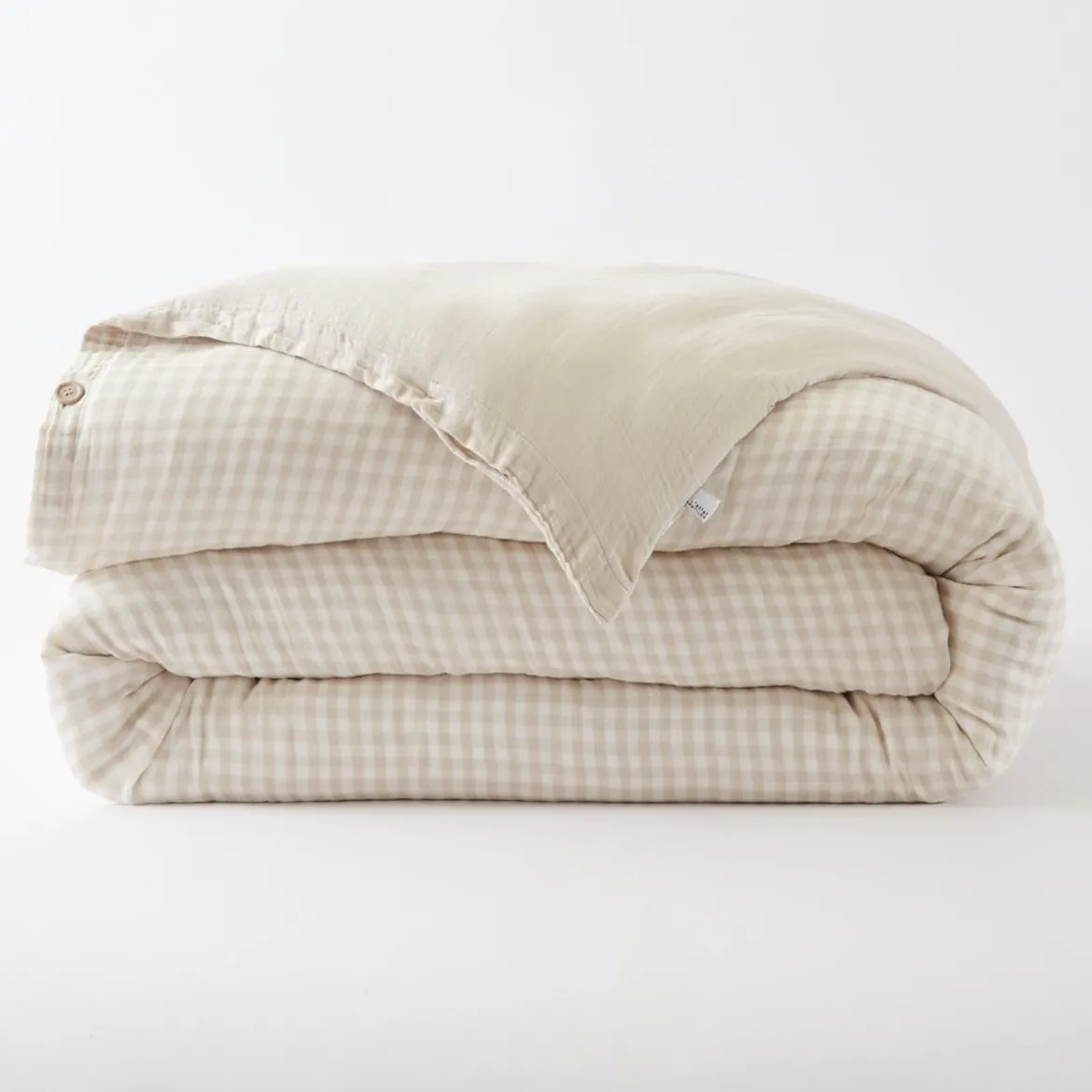 Housse de couette gaze de coton carreaux Terre de Nuit Vichy