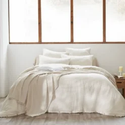 Housse de couette gaze de coton carreaux Terre de Nuit Vichy