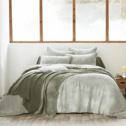 Housse de couette gaze de coton carreaux Terre de Nuit Vichy
