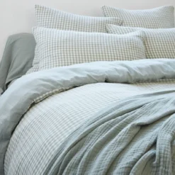 Housse de couette gaze de coton carreaux Terre de Nuit Vichy