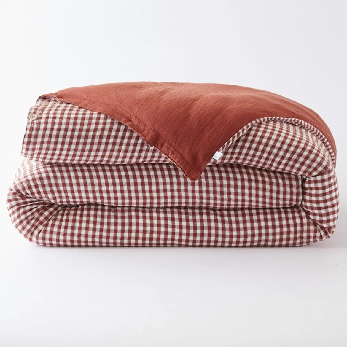 Housse de couette gaze de coton carreaux Terre de Nuit Vichy