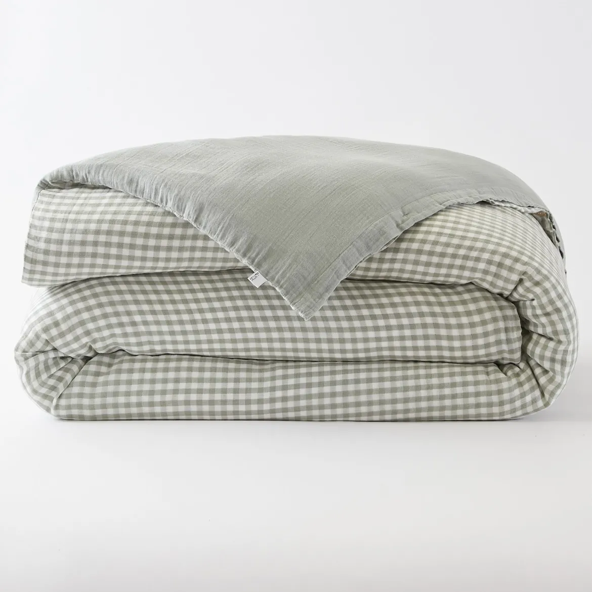 Housse de couette gaze de coton carreaux Terre de Nuit Vichy