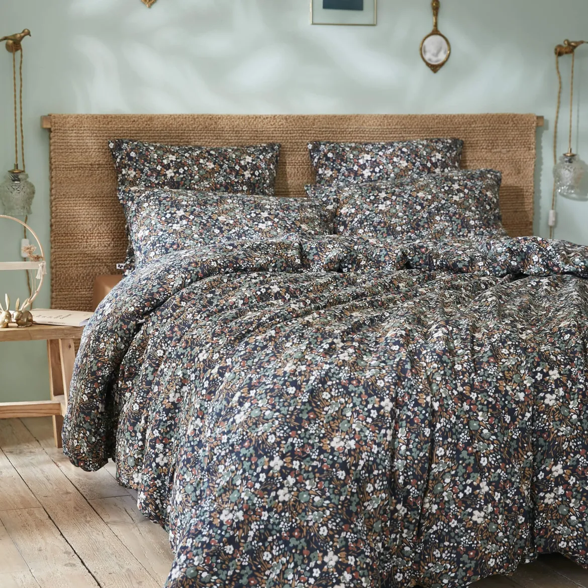 Housse de couette gaze de coton imprimé floral