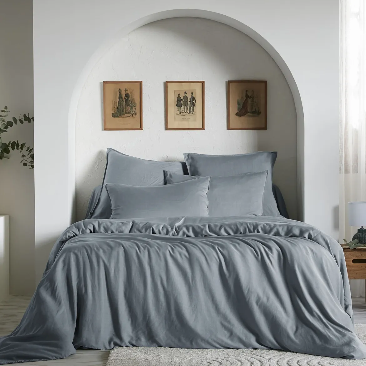 Housse de couette lyocell uni Terre de Nuit Lysandre