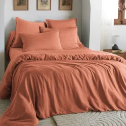Housse de couette lyocell uni Terre de Nuit Lysandre