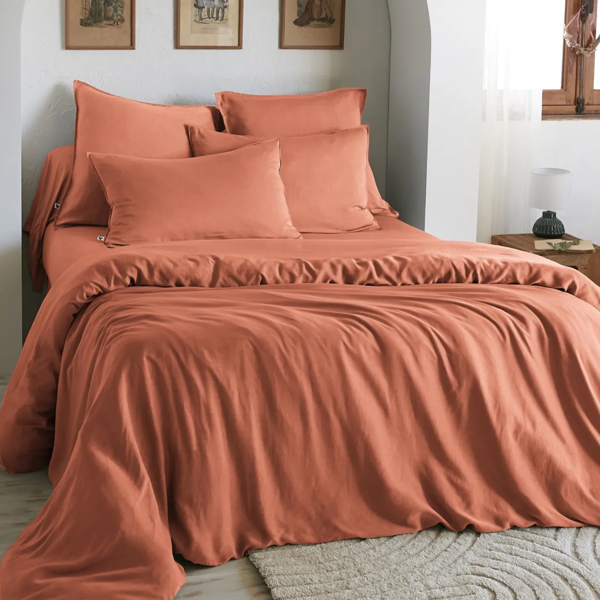 Housse de couette lyocell uni Terre de Nuit Lysandre