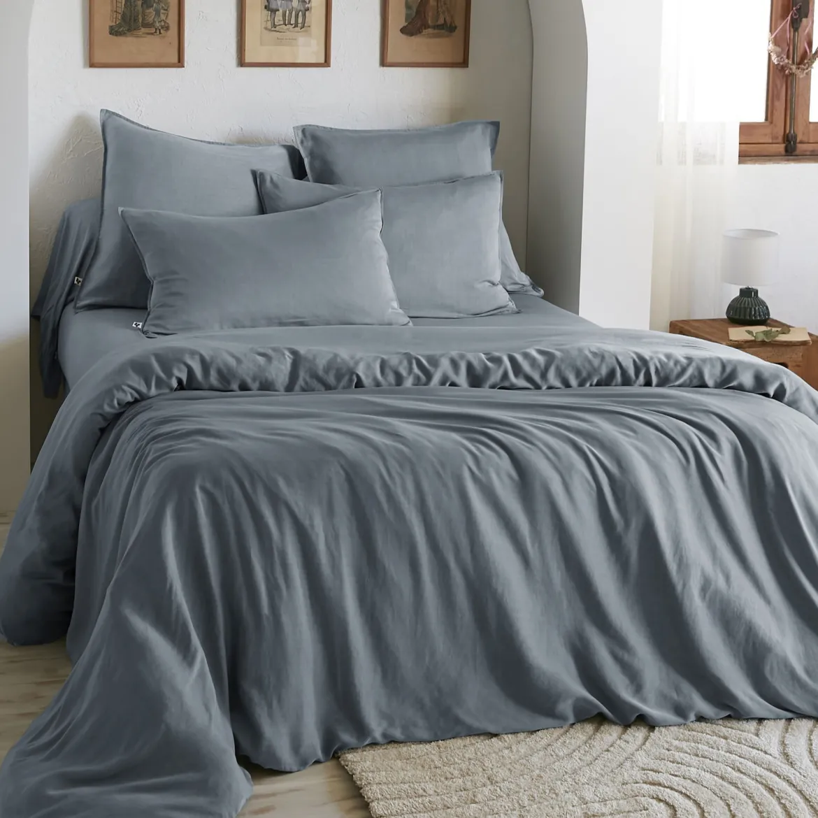Housse de couette lyocell uni Terre de Nuit Lysandre