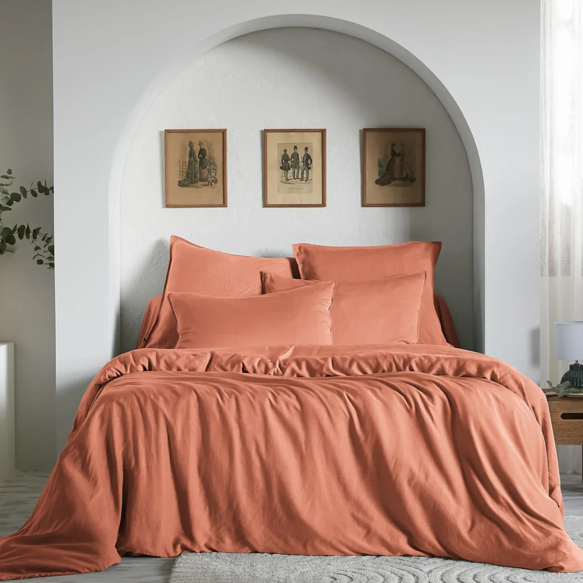 Housse de couette lyocell uni Terre de Nuit Lysandre