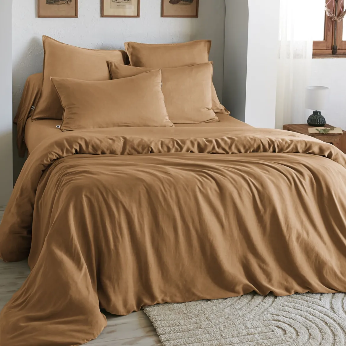 Housse de couette lyocell uni Terre de Nuit Lysandre