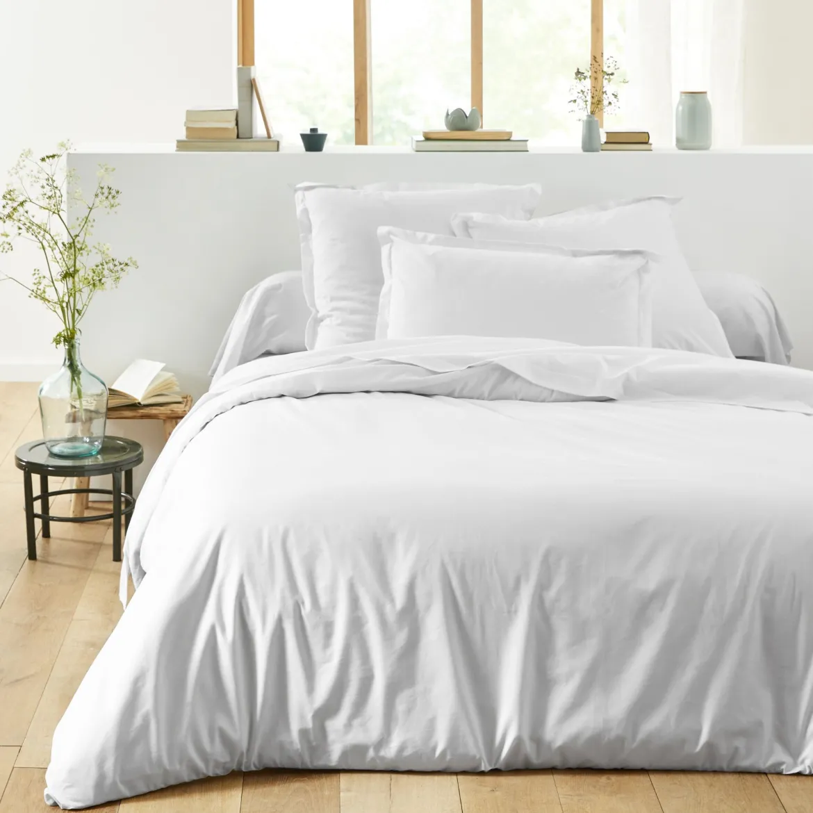 Housse de couette percale blanc