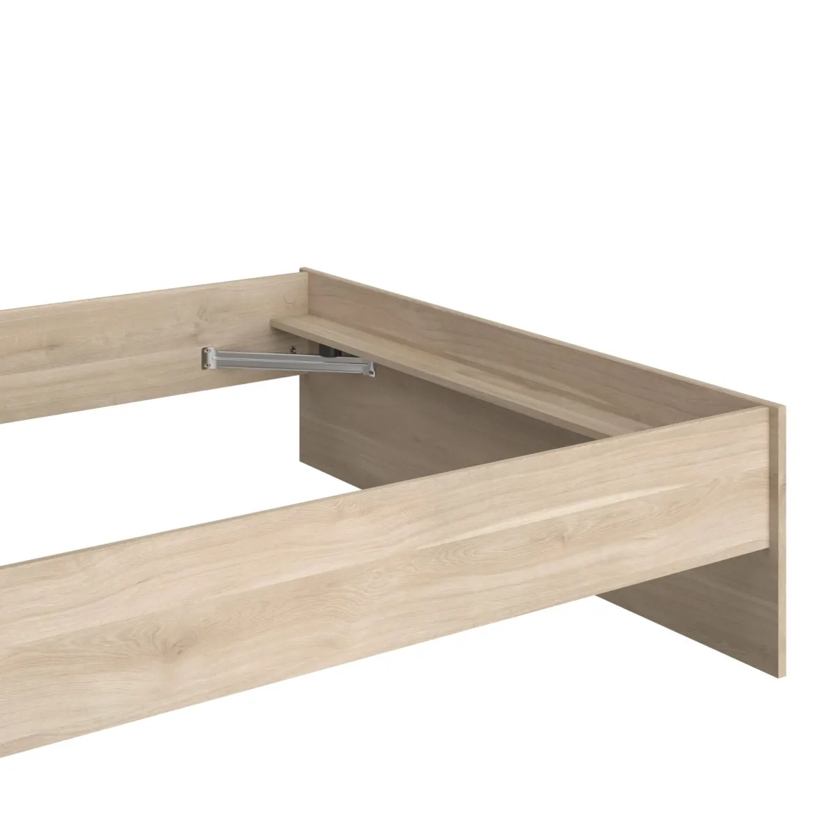Lit adulte avec tête de lit et chevet en bois naturel CLEM