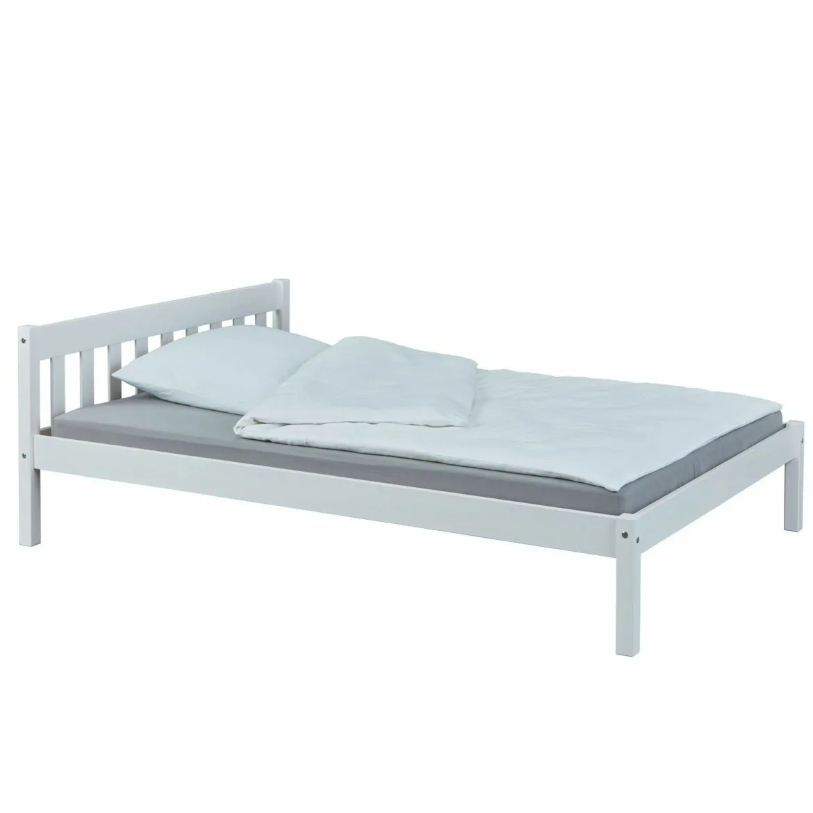 Lit adulte en bois massif blanc 140x200 - LT12001