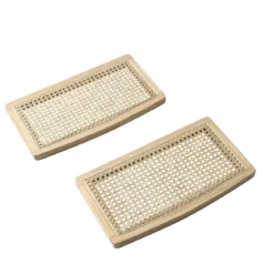 Lit adulte en pin massif tête de lit cannage + set de 2 chevets cannage ANNA