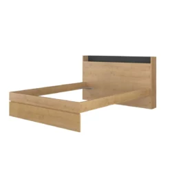 Lit avec tête de lit en bois imitation chêne - LI9051