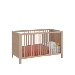 Lit bébé à barreaux en bois imitation chêne clair 70x140 - LT5050-1