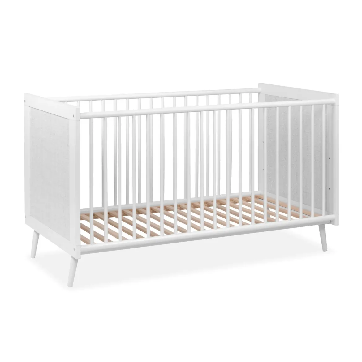 Lit bébé à barreaux en bois imprimé cannage - LT7085