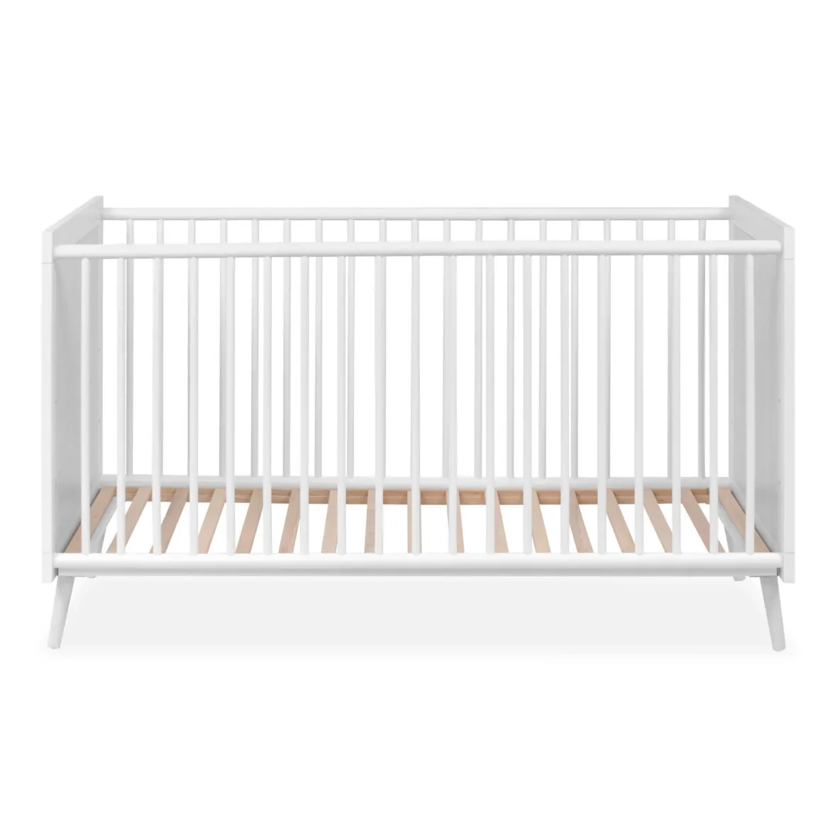 Lit bébé à barreaux en bois imprimé cannage - LT7085