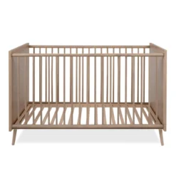 Lit bébé à barreaux en bois imprimé cannage - LT7085