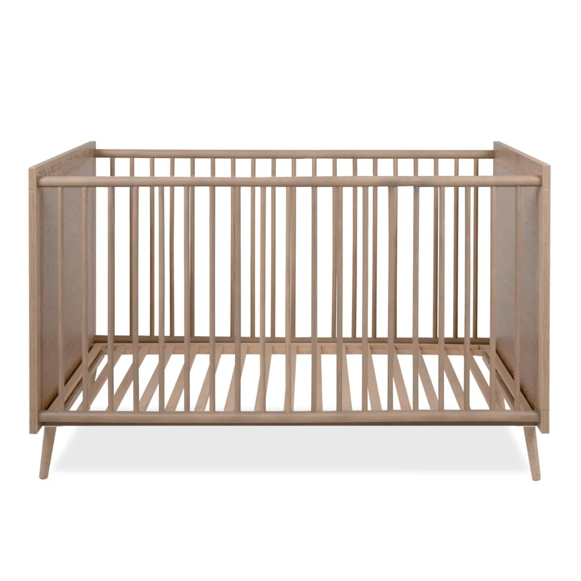 Lit bébé à barreaux en bois imprimé cannage - LT7085