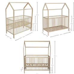 Lit bébé cabane évolutif en bois massif 60x120