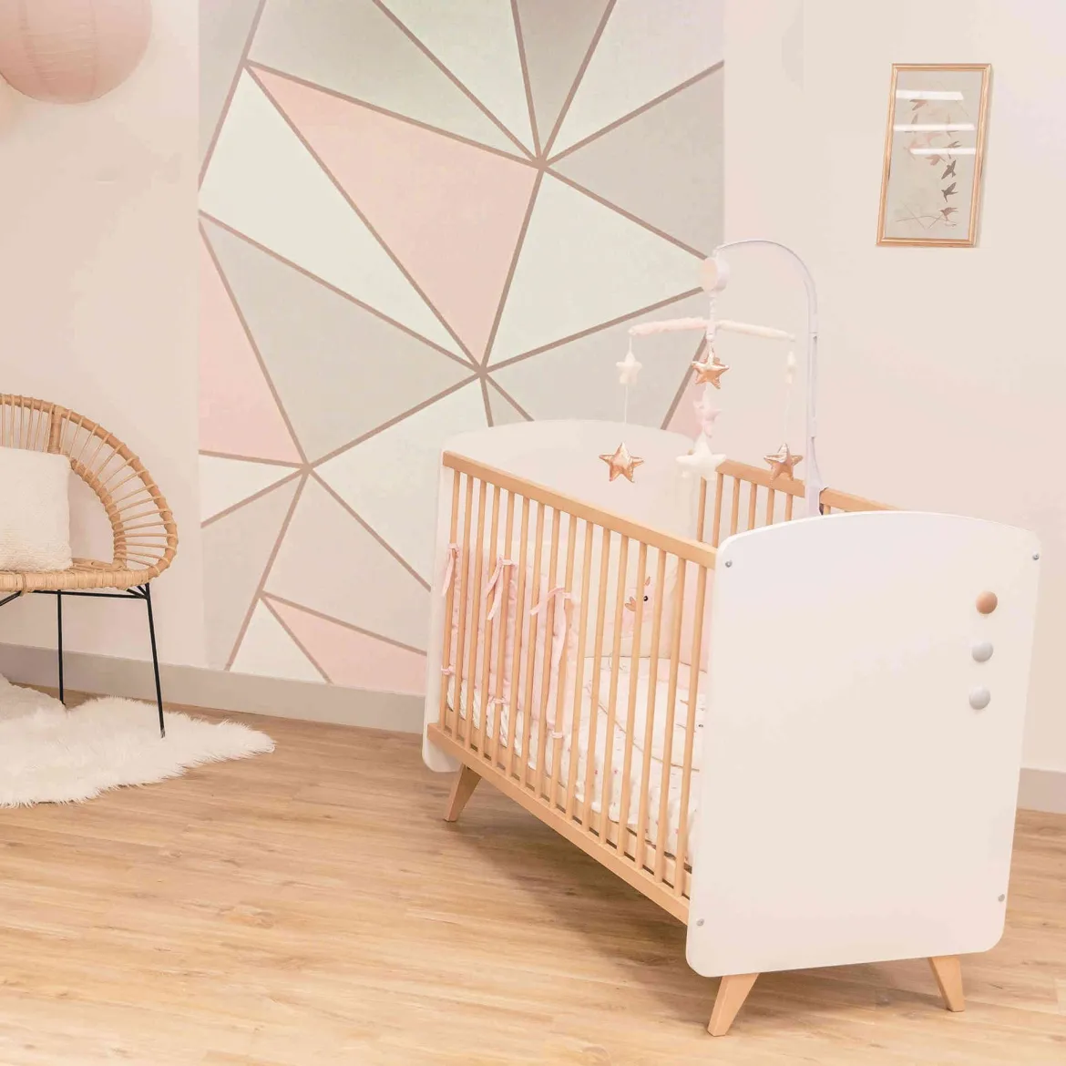 Lit bébé en bois réglable en hauteur SENJA 60x120