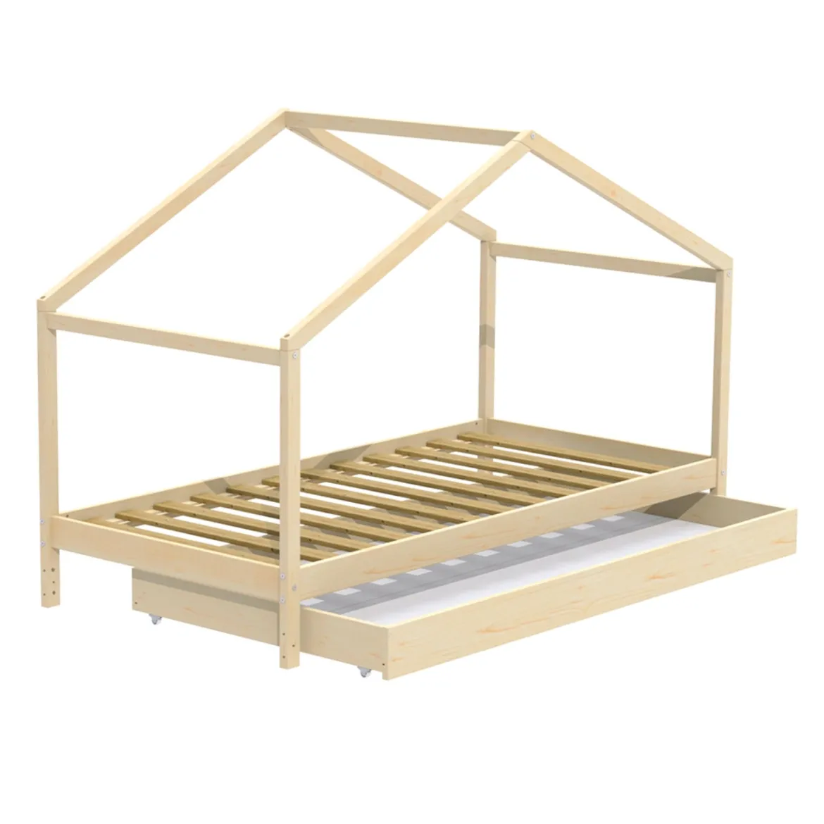 Lit cabane enfant avec tiroir en bois 90x190 - LT14006