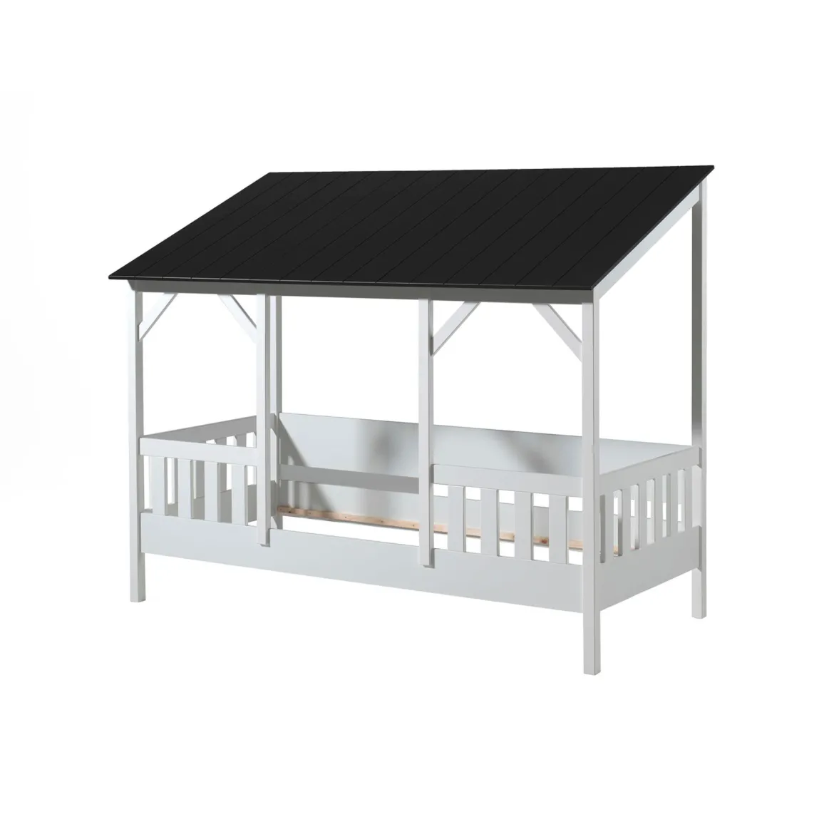 Lit cabane enfant avec toit en bois 90x200